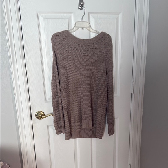 Old Navy Brown Crew Neck Sweater with Textured Knit tunic oversized medium - Picture 1 of 3
